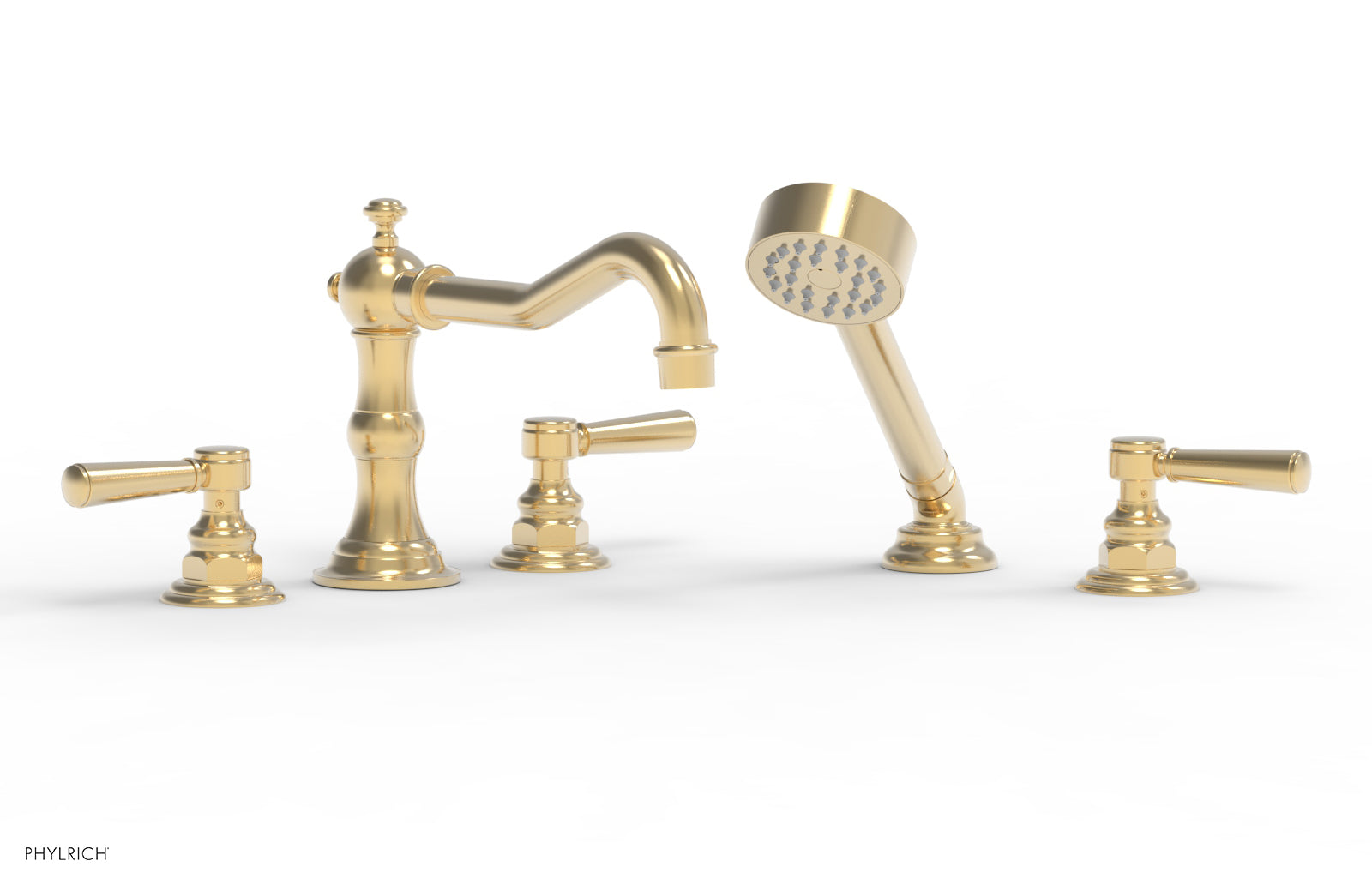 Phylrich HENRI Deck Tub Set with Hand Shower with Lever Handles