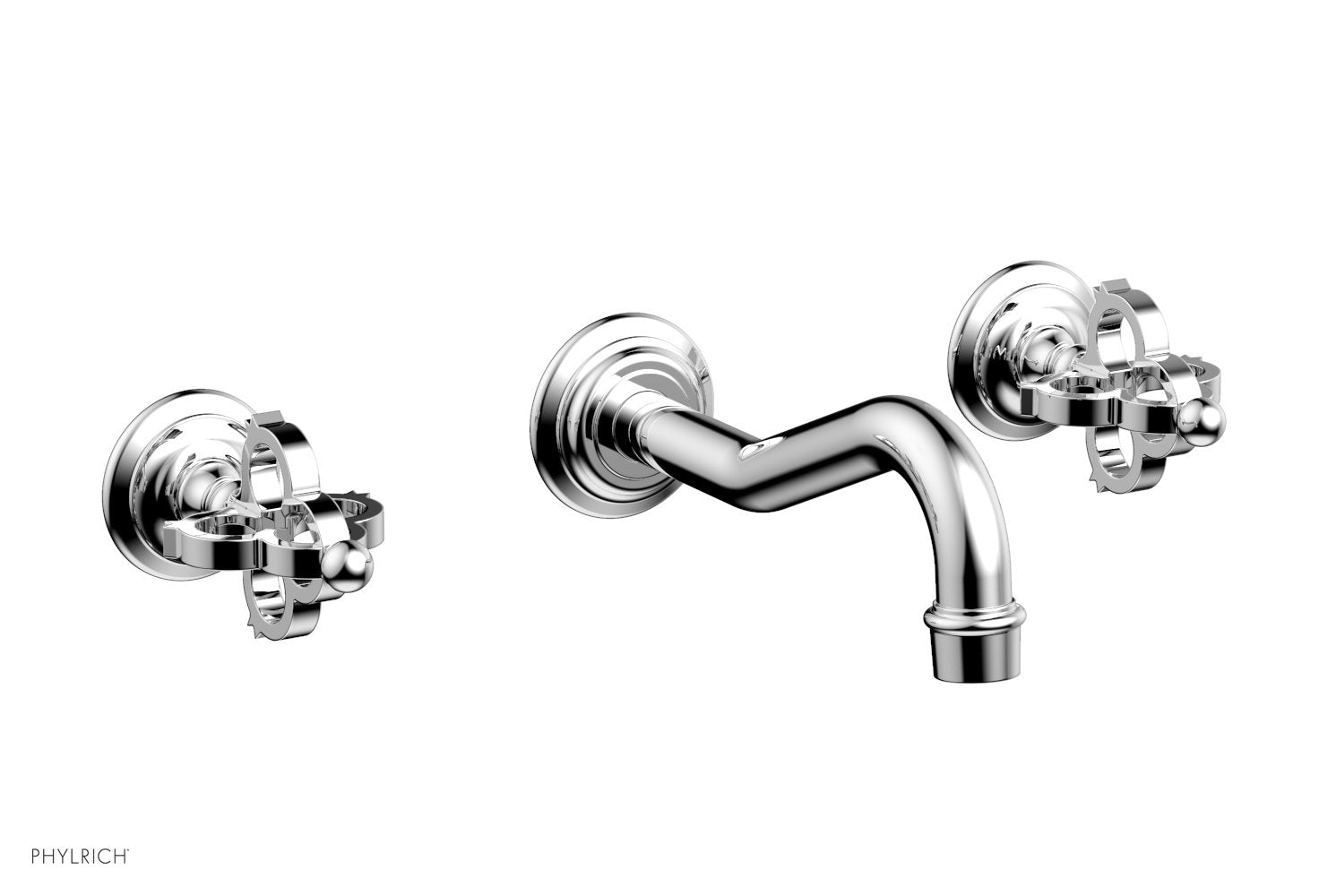 polished chrome wall tub set