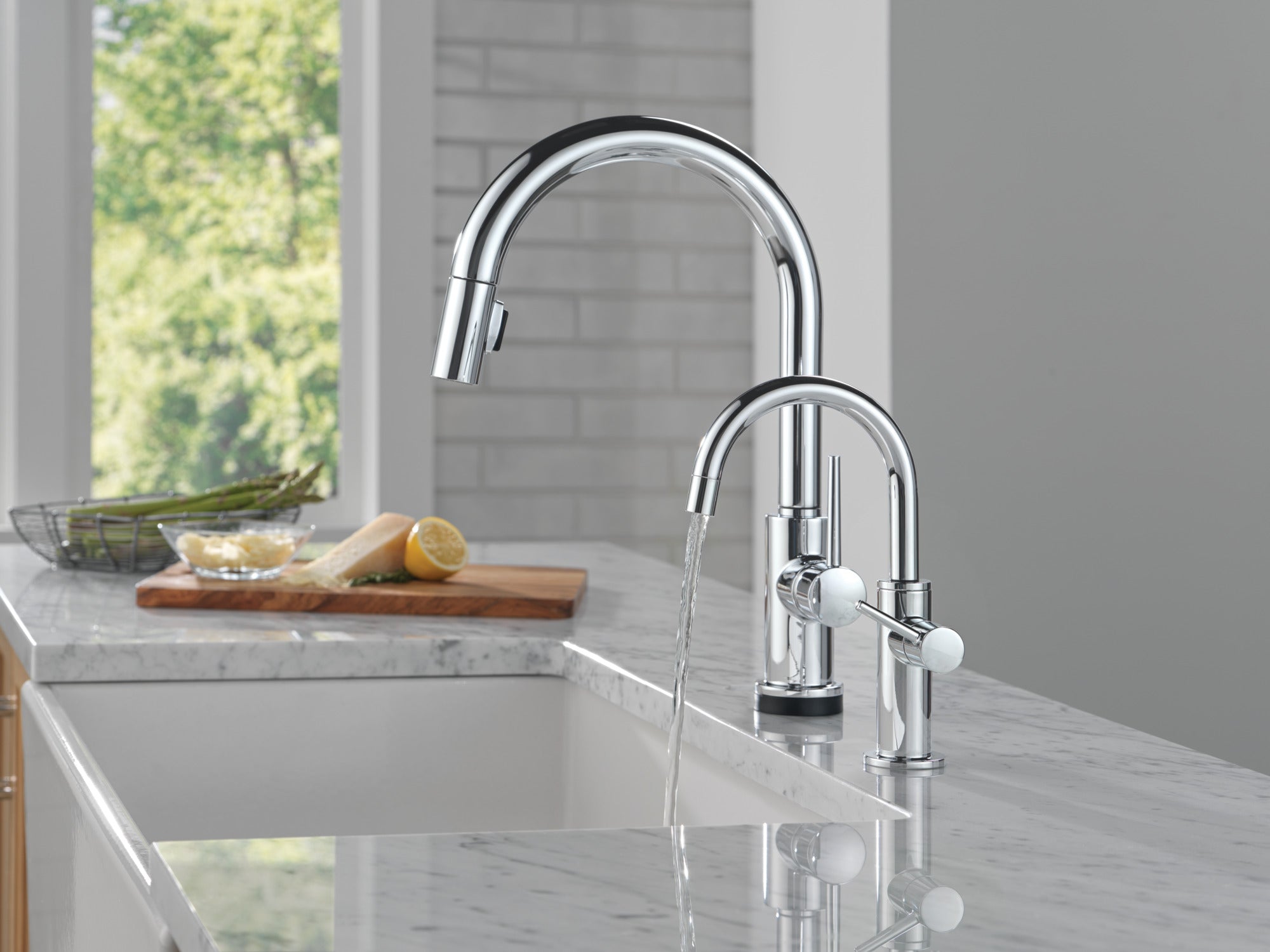chrome kitchen faucet