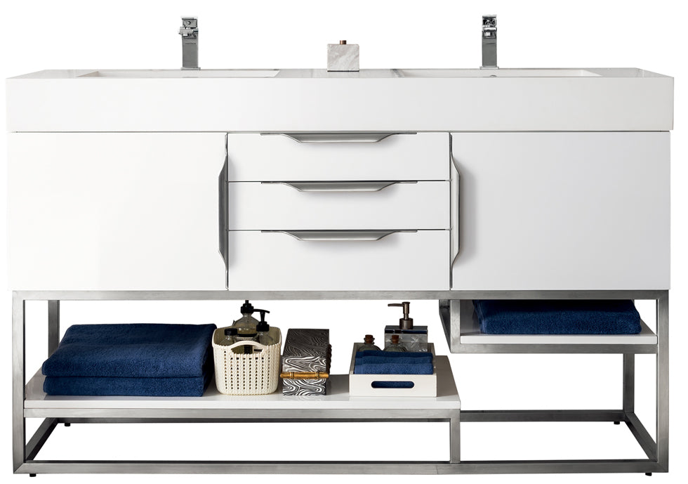 James Martin Vanities Columbia 59" Double Vanity Cabinet With Brushed Nickel Base