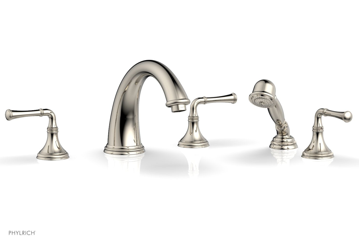 Phylrich COINED Deck Tub Set with Hand Shower - Lever Handles