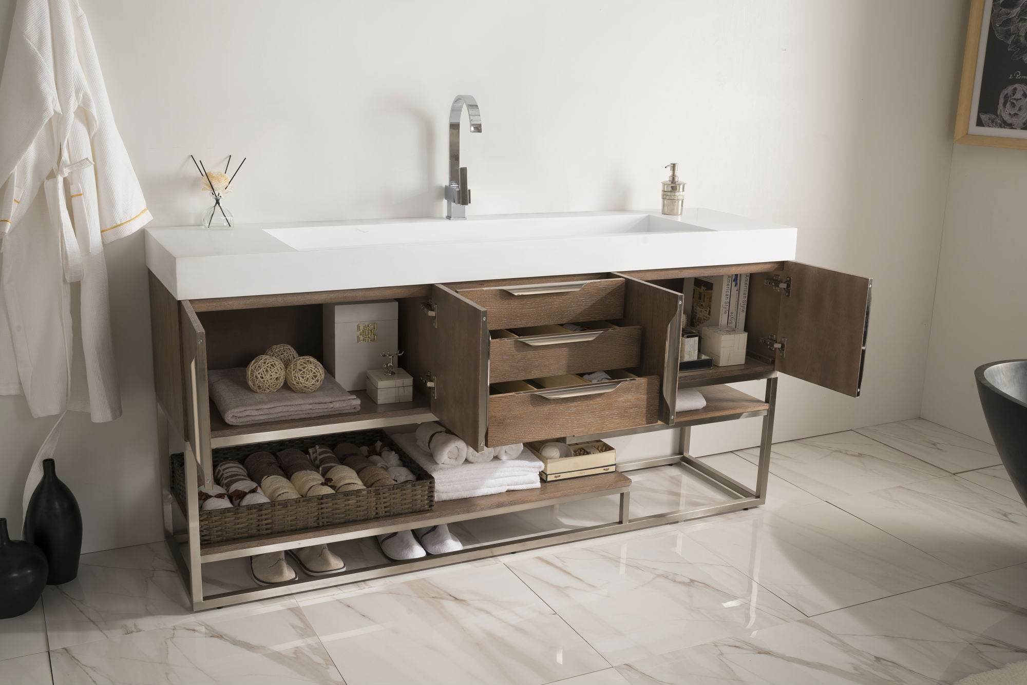 latte oak vanity
