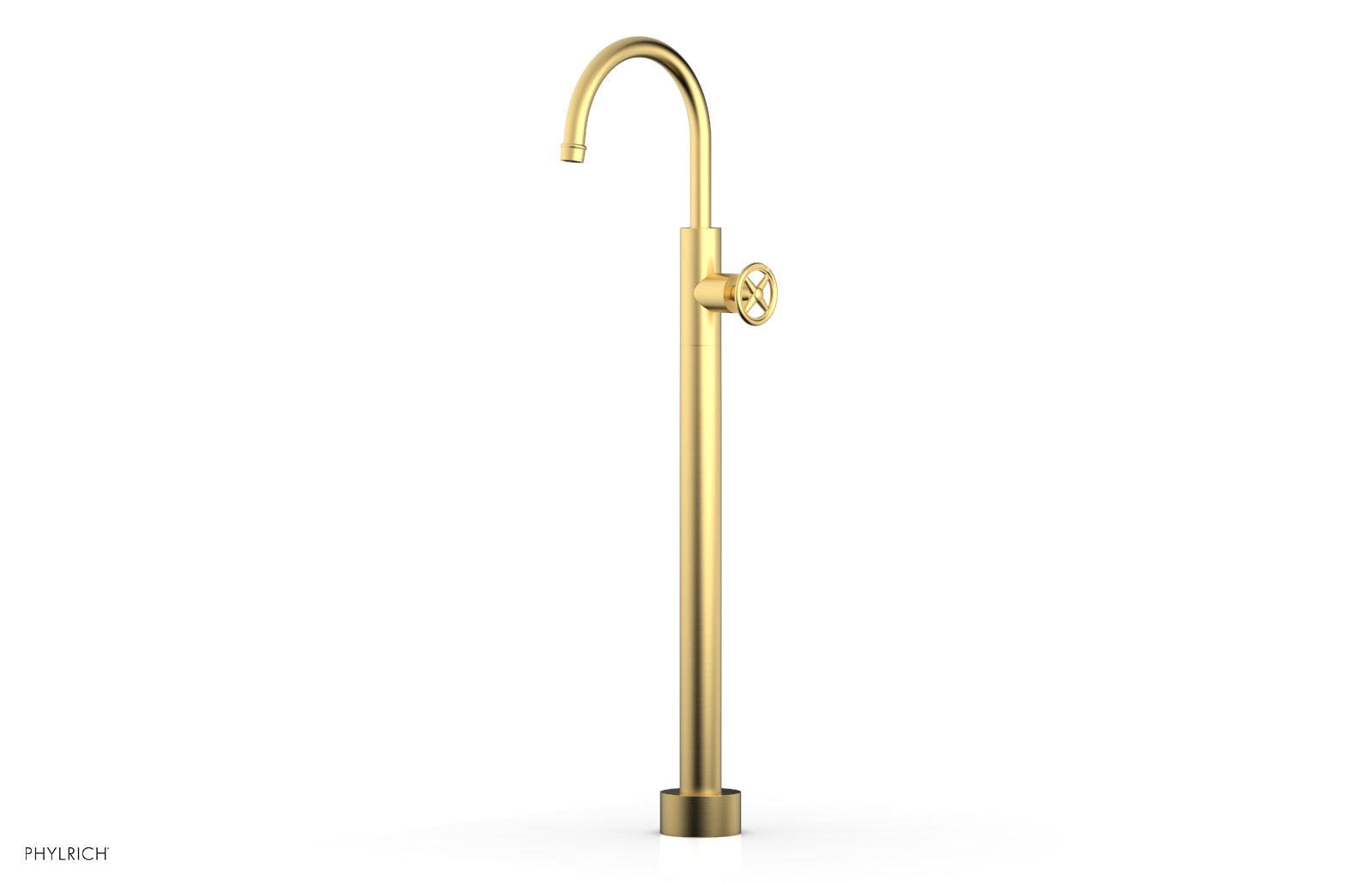 Phylrich WORKS Tall Floor Mount Tub Filler - Cross Handle