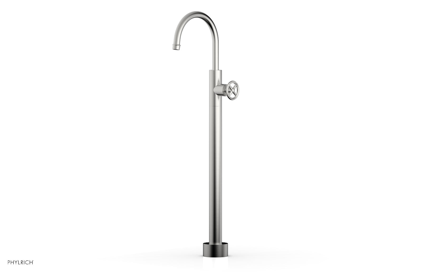 Phylrich WORKS Tall Floor Mount Tub Filler - Cross Handle