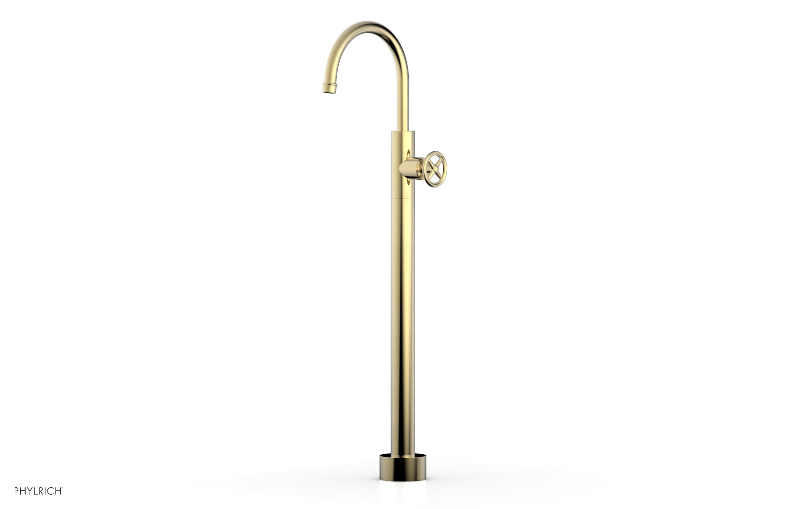 Phylrich WORKS Tall Floor Mount Tub Filler - Cross Handle