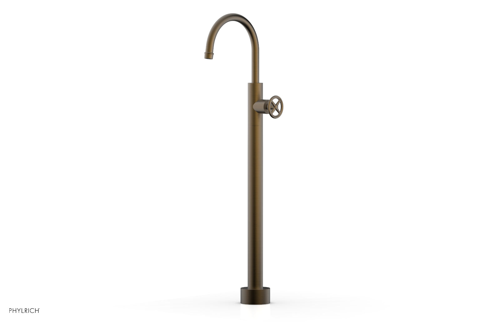 Phylrich WORKS Tall Floor Mount Tub Filler - Cross Handle