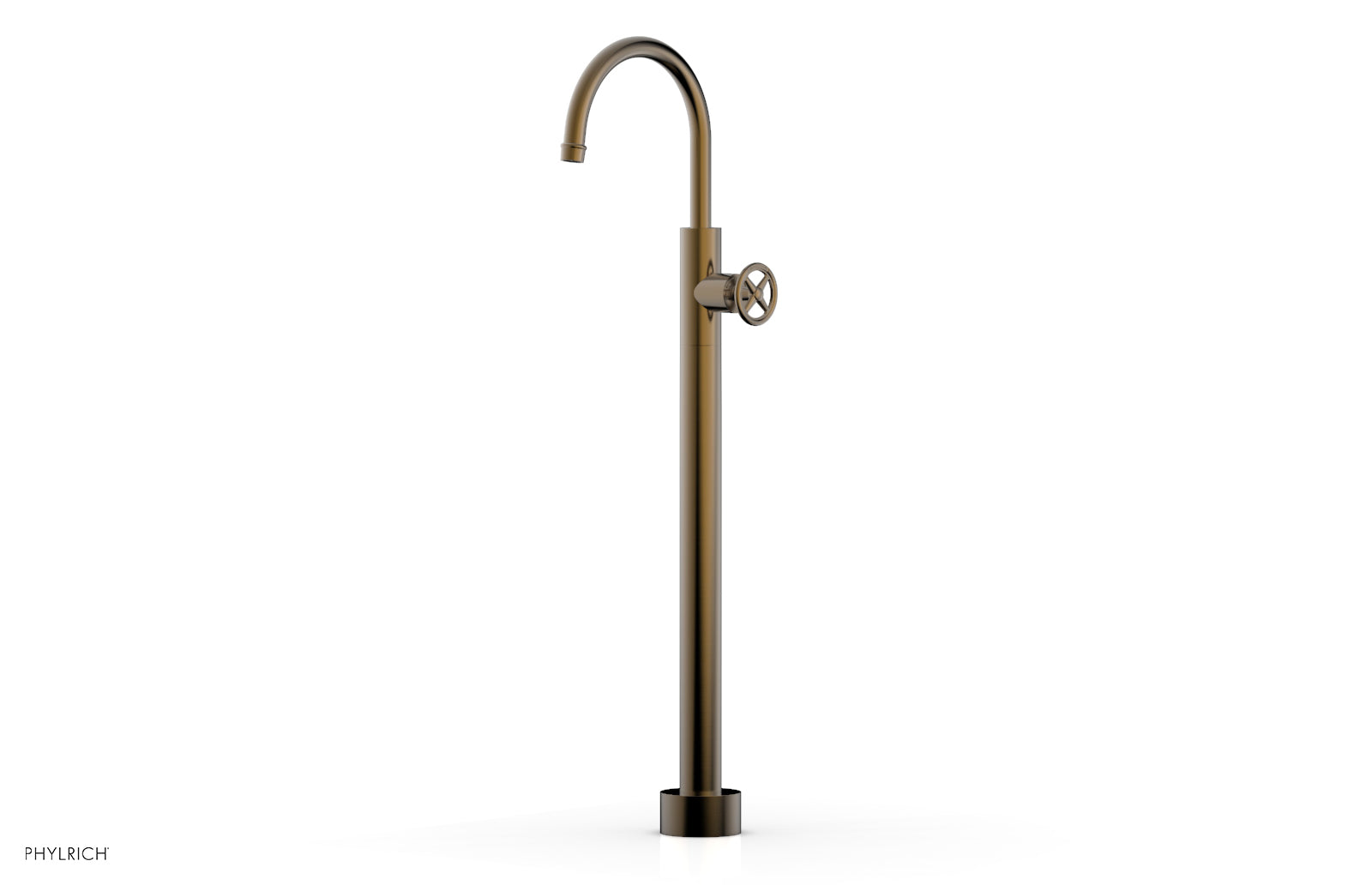 Phylrich WORKS Tall Floor Mount Tub Filler - Cross Handle