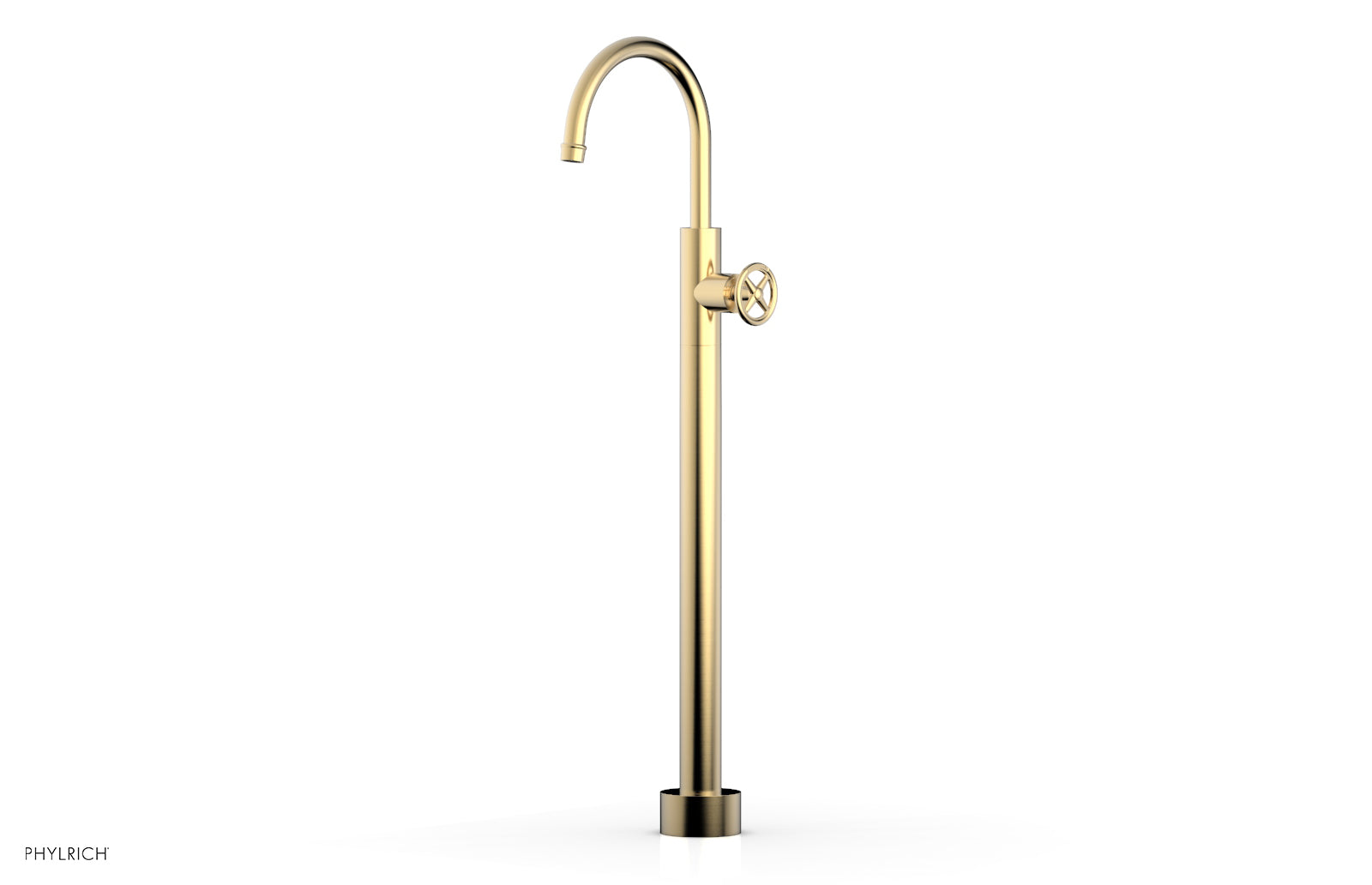 Phylrich WORKS Tall Floor Mount Tub Filler - Cross Handle