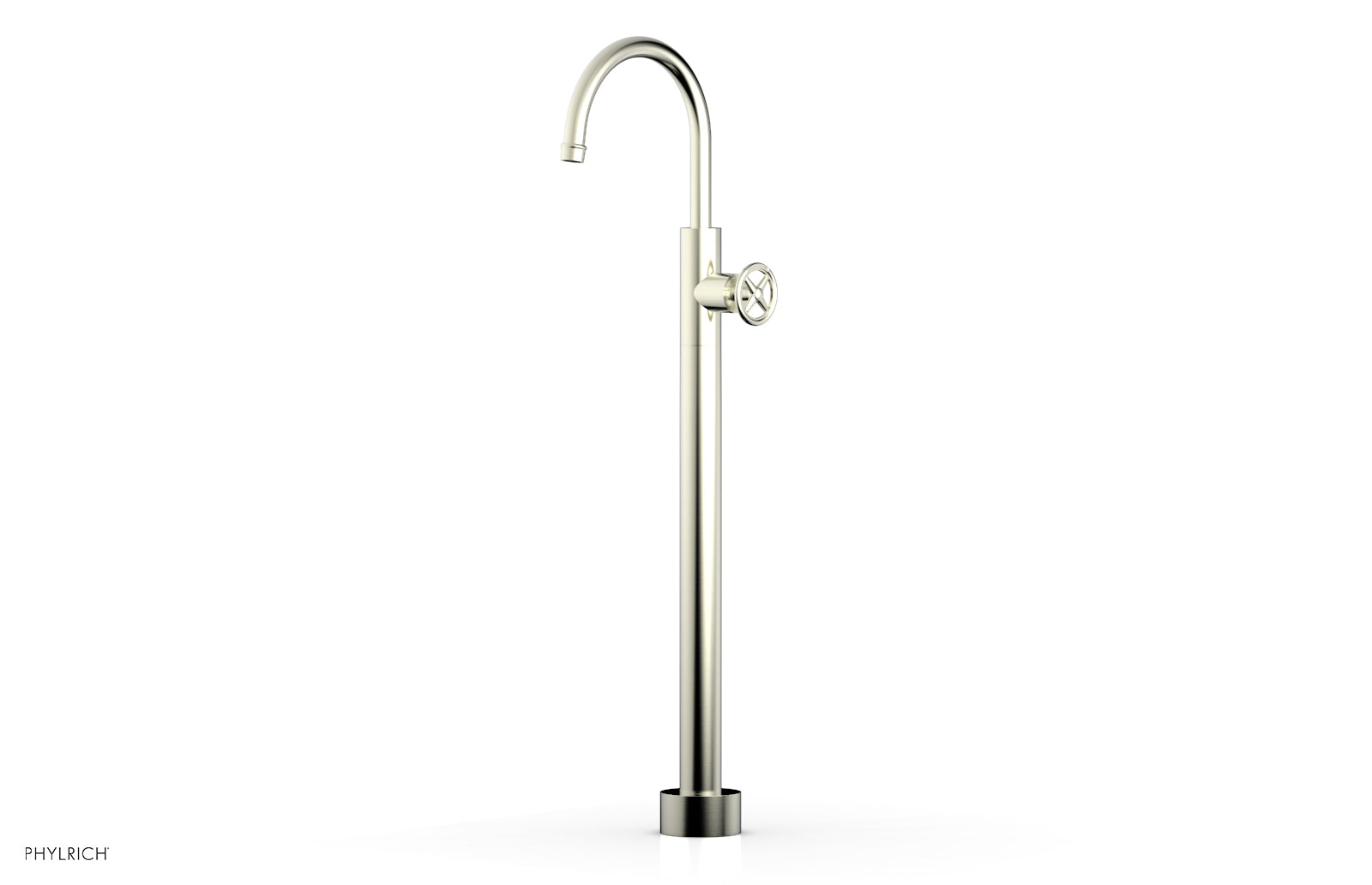 Phylrich WORKS Tall Floor Mount Tub Filler - Cross Handle