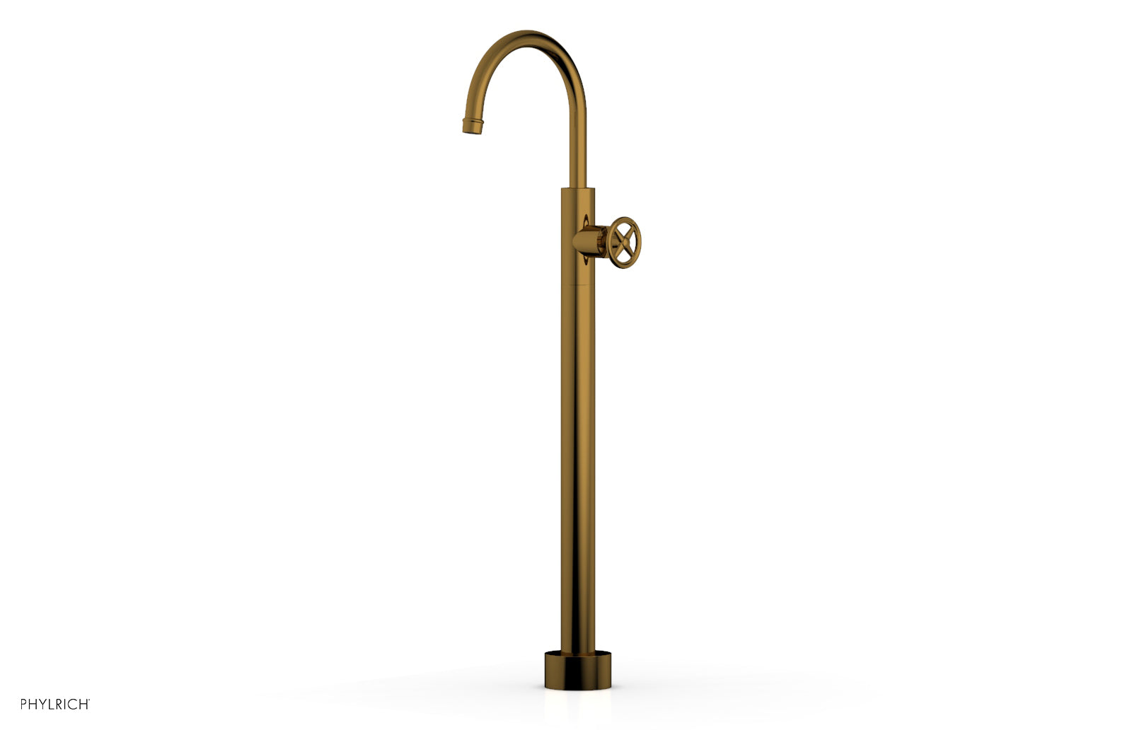Phylrich WORKS Tall Floor Mount Tub Filler - Cross Handle
