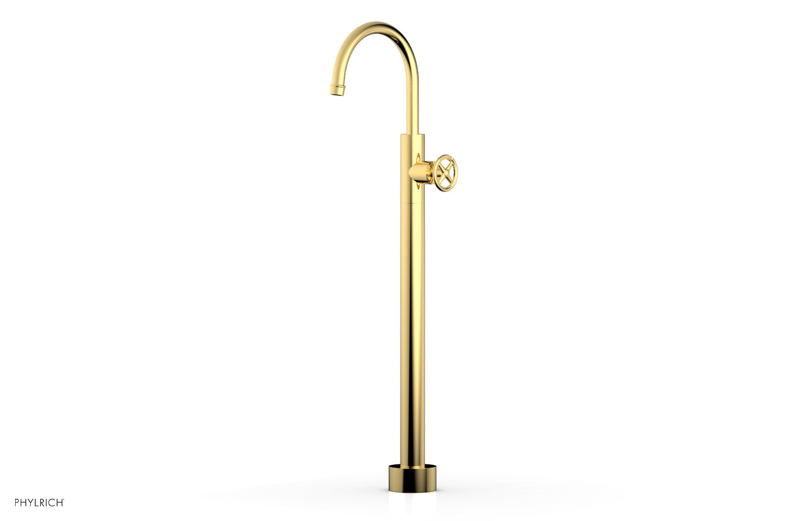 Phylrich WORKS Tall Floor Mount Tub Filler - Cross Handle