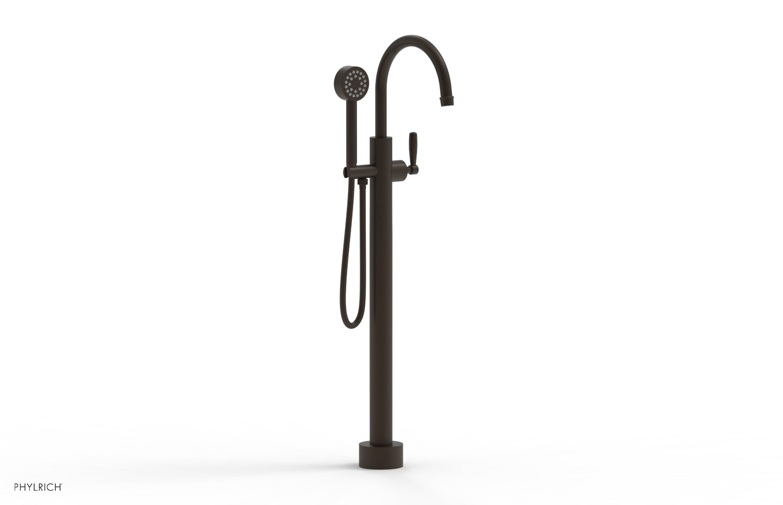 Phylrich WORKS Tall Floor Mount Tub Filler - Lever Handle with Hand Shower