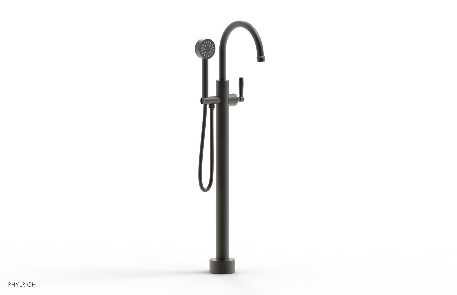 Phylrich WORKS Tall Floor Mount Tub Filler - Lever Handle with Hand Shower