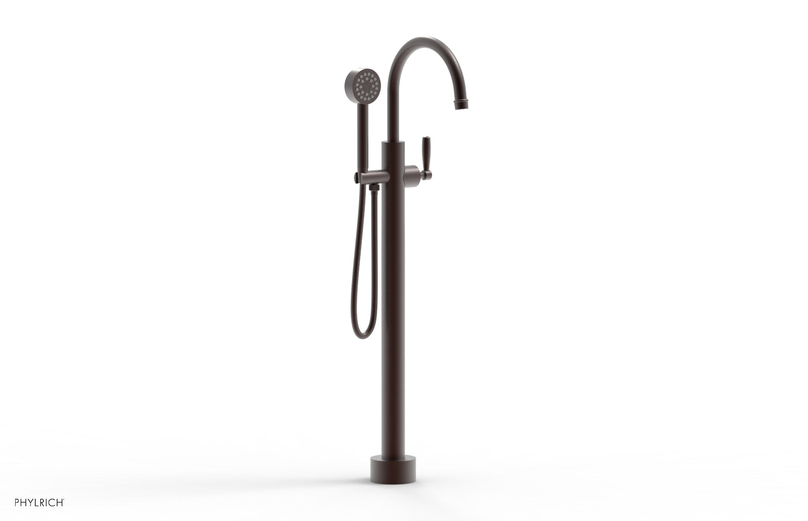 Phylrich WORKS Tall Floor Mount Tub Filler - Lever Handle with Hand Shower