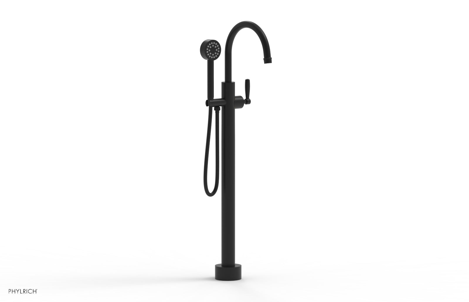 Phylrich WORKS Tall Floor Mount Tub Filler - Lever Handle with Hand Shower