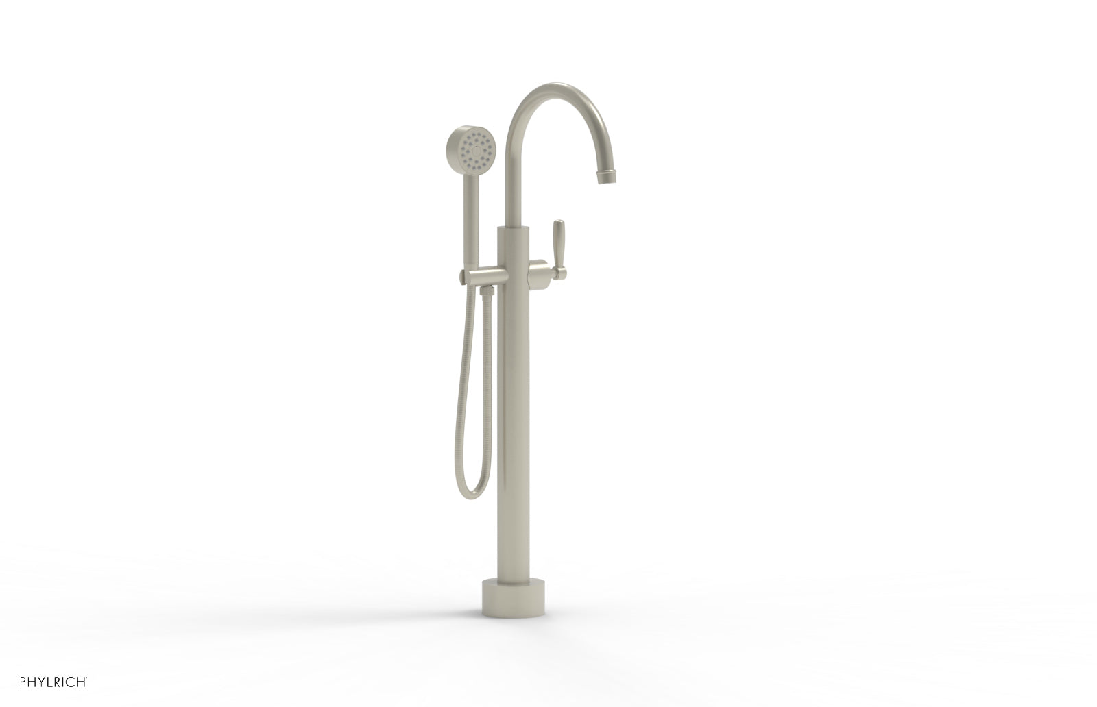 Phylrich WORKS Low Floor Mount Tub Filler - Lever Handle with Hand Shower