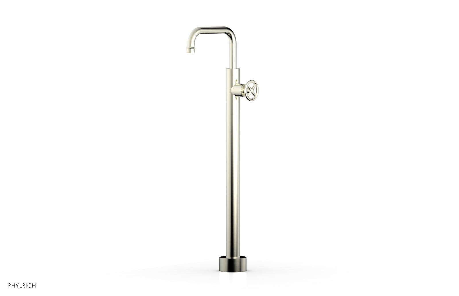 Phylrich WORKS Tall Floor Mount Tub Filler - Cross Handle
