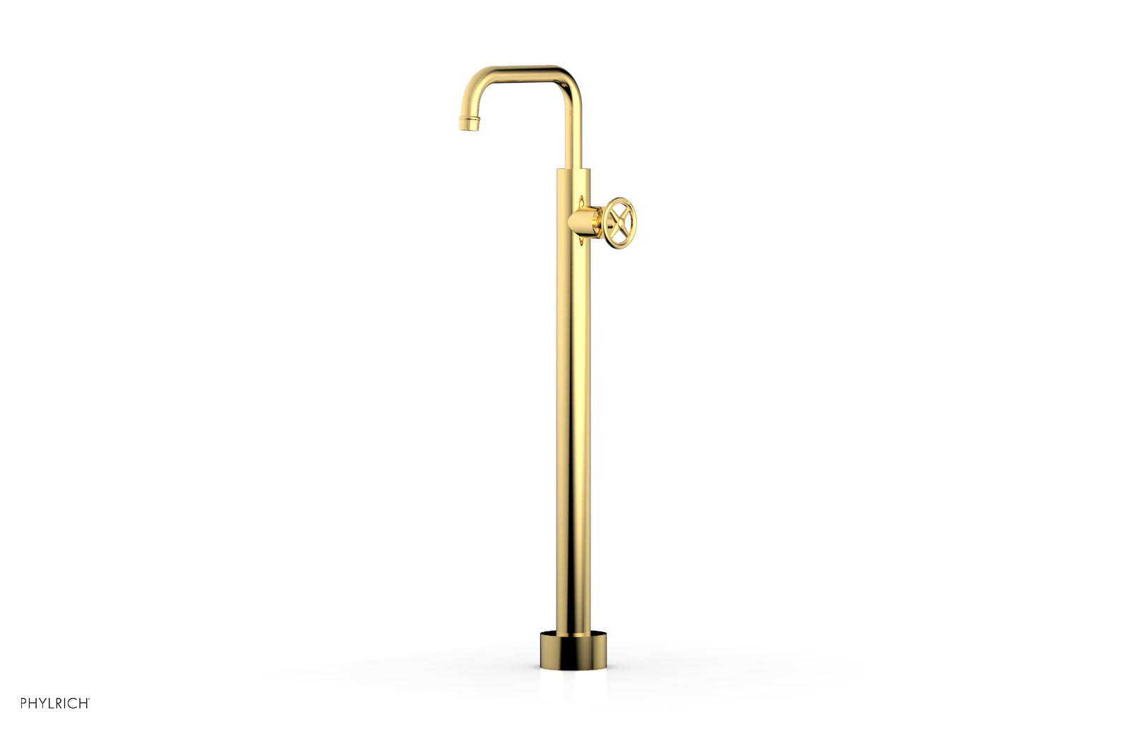 Phylrich WORKS Tall Floor Mount Tub Filler - Cross Handle