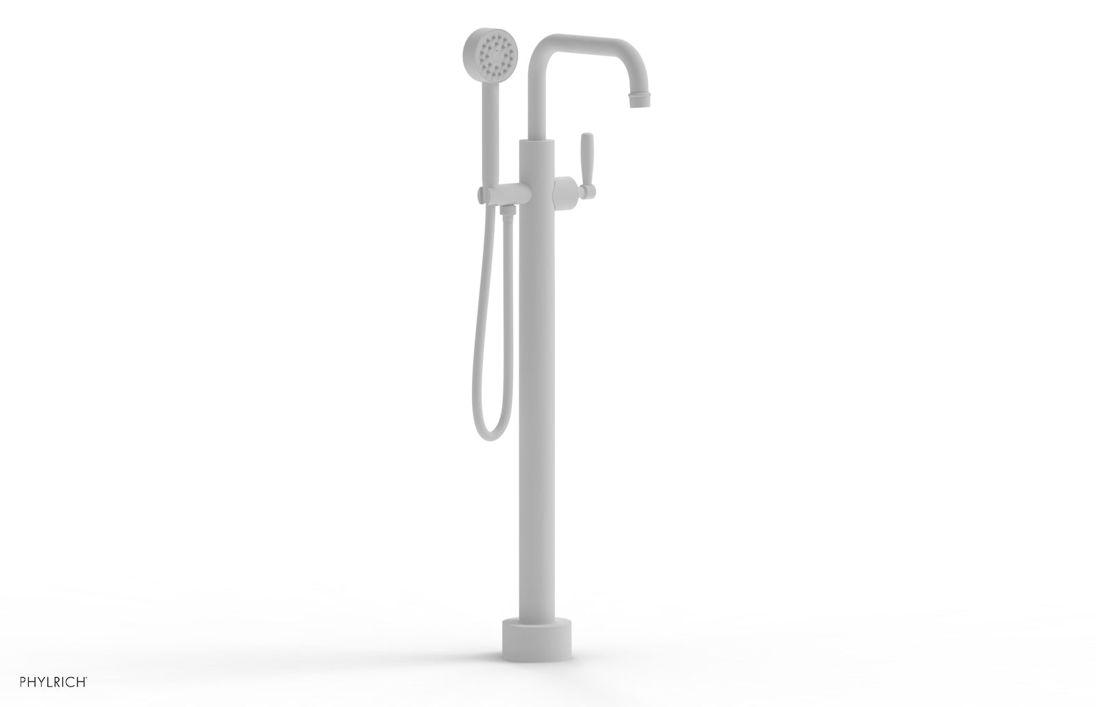 Phylrich WORKS Tall Floor Mount Tub Filler - Lever Handle with Hand Shower