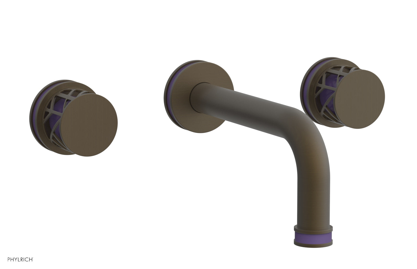 Phylrich JOLIE Wall Tub Set - Round Handles with "Purple" Accents