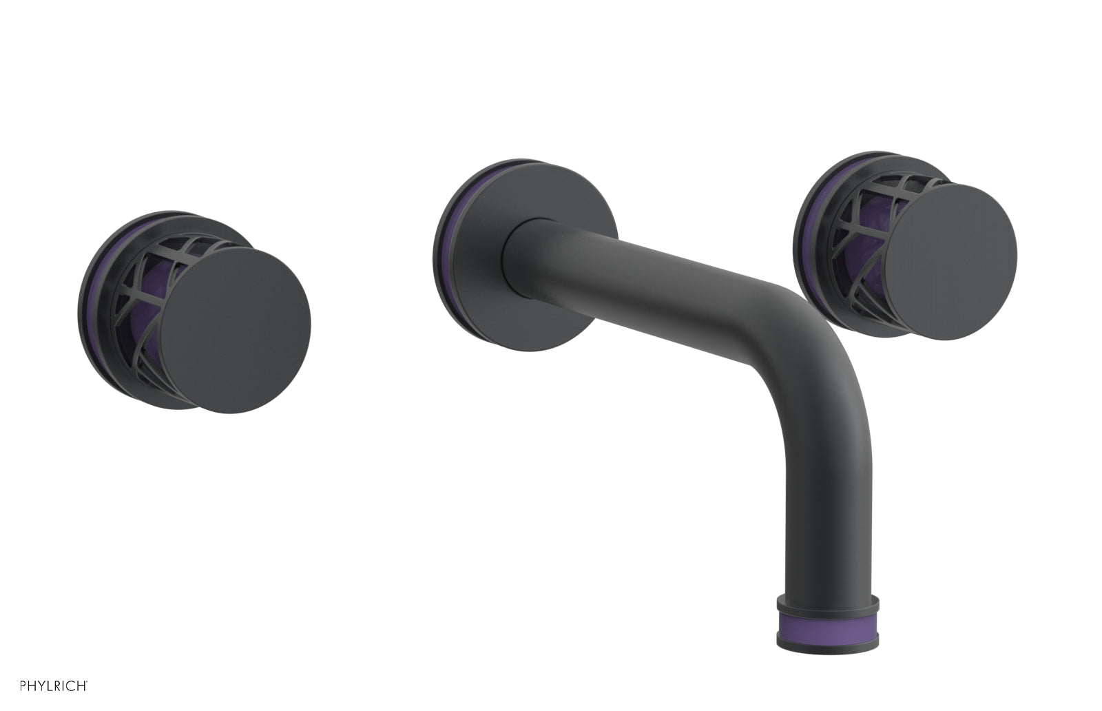 Phylrich JOLIE Wall Tub Set - Round Handles with "Purple" Accents
