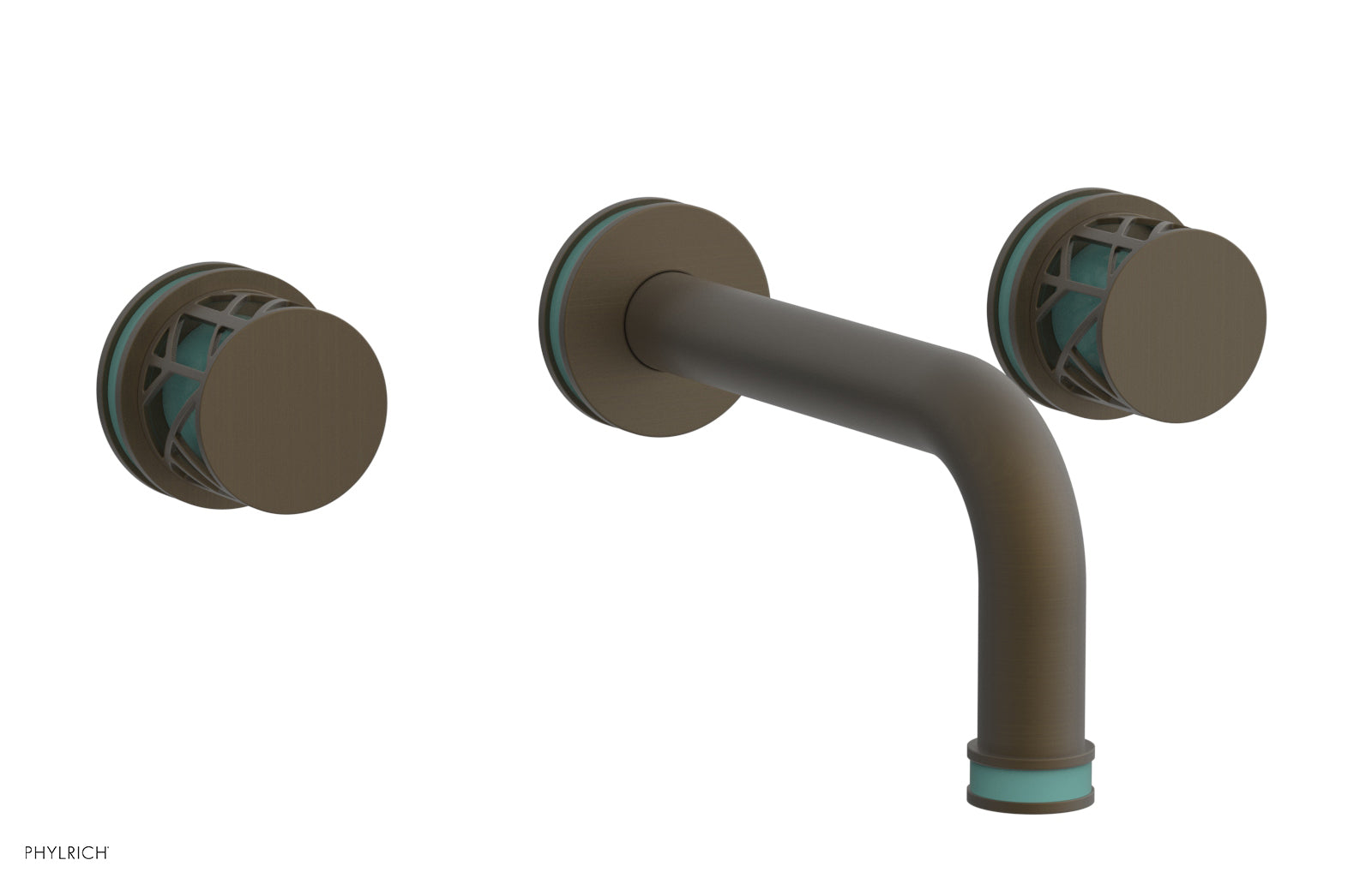 Phylrich JOLIE Wall Tub Set - Round Handles with "Turquoise" Accents