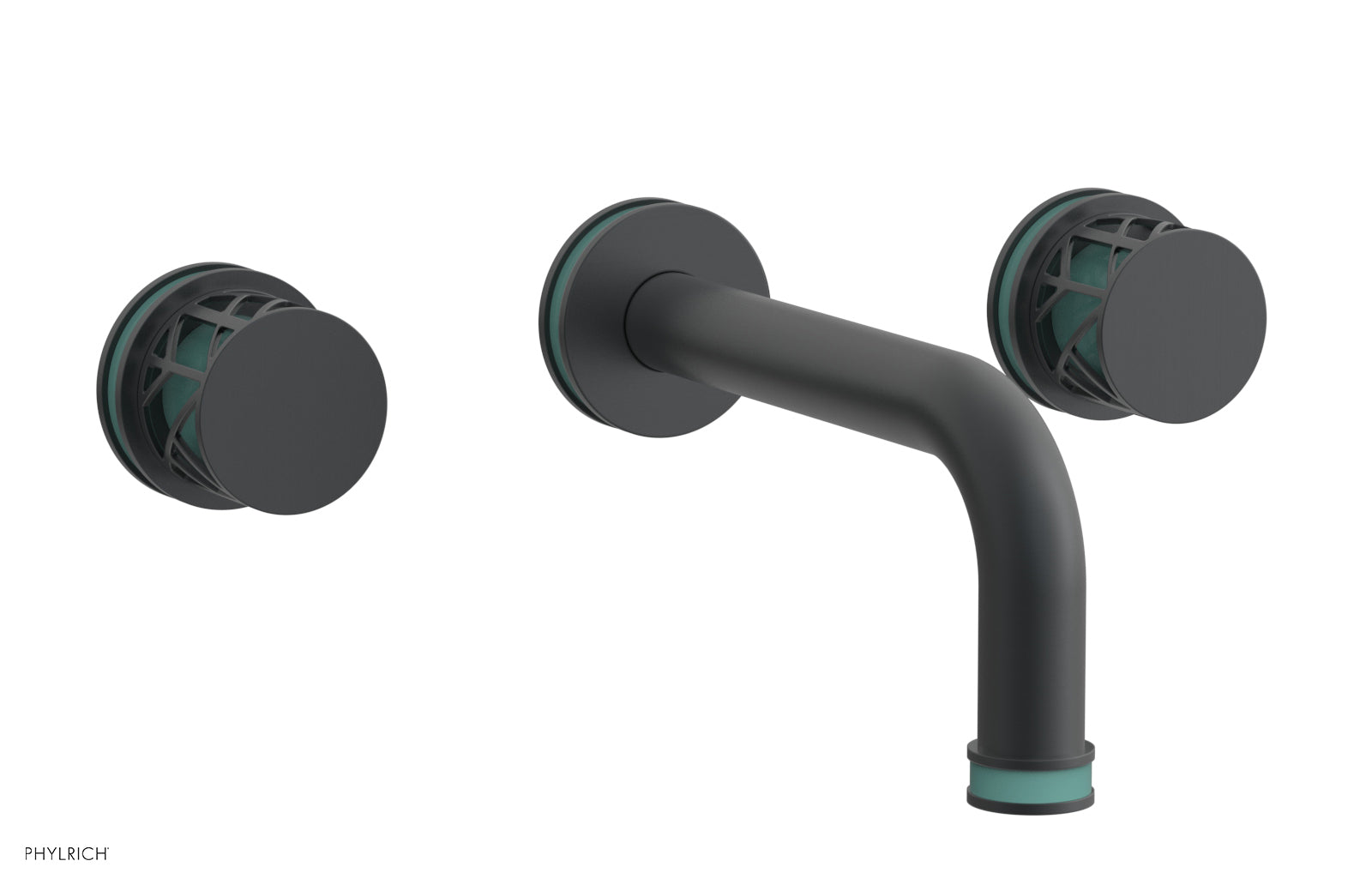 Phylrich JOLIE Wall Tub Set - Round Handles with "Turquoise" Accents