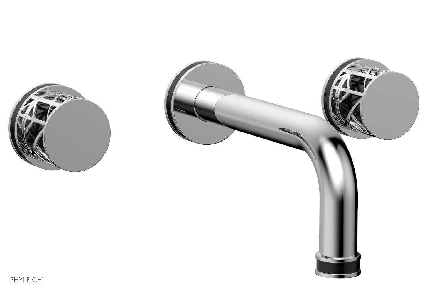 polished chrome wall tub set