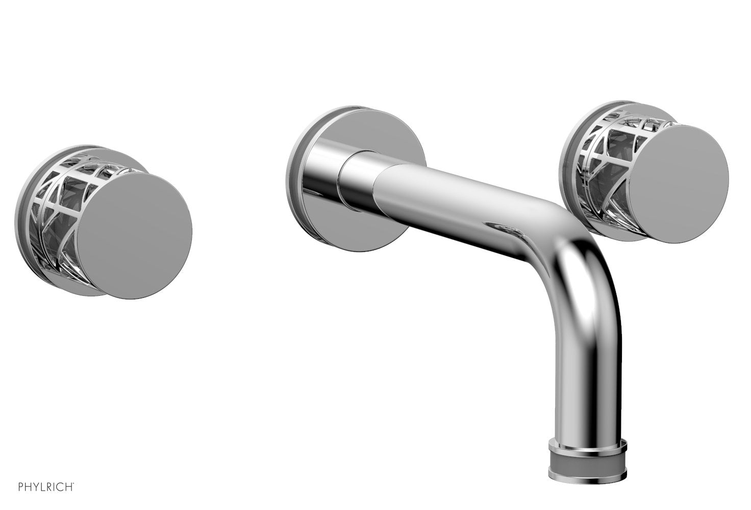 polished chrome wall tub set