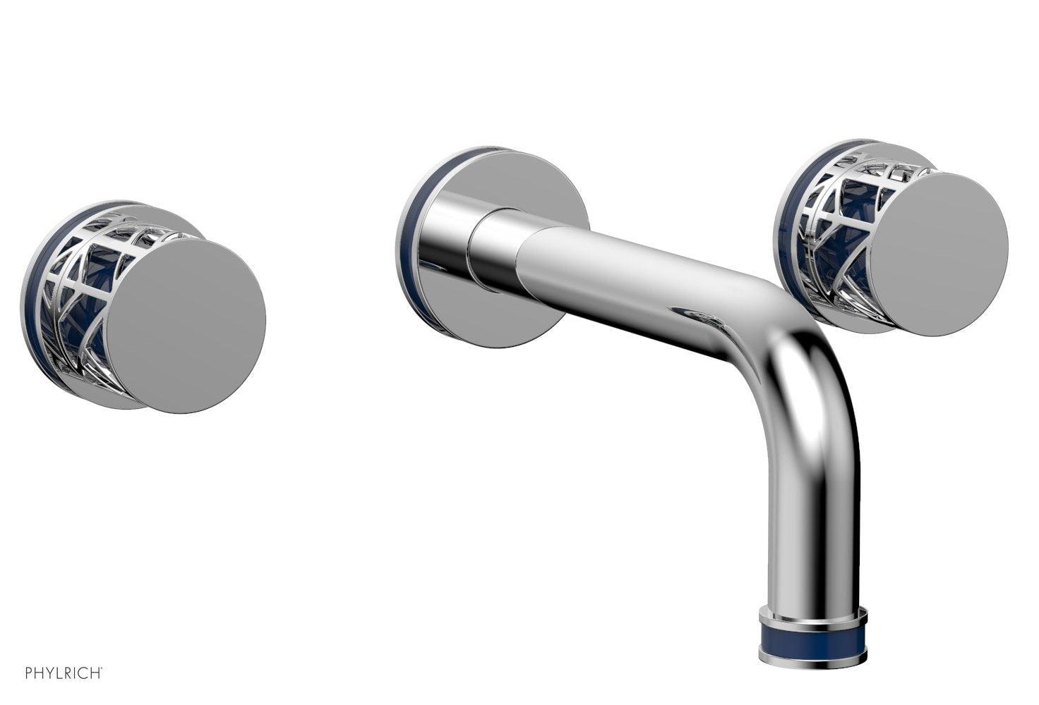 polished chrome wall tub set