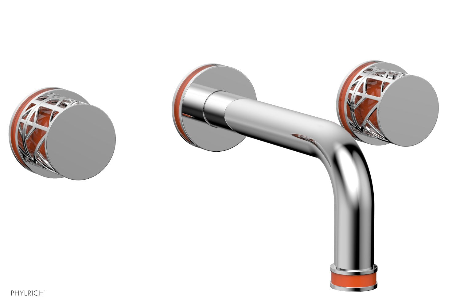 polished chrome wall tub set