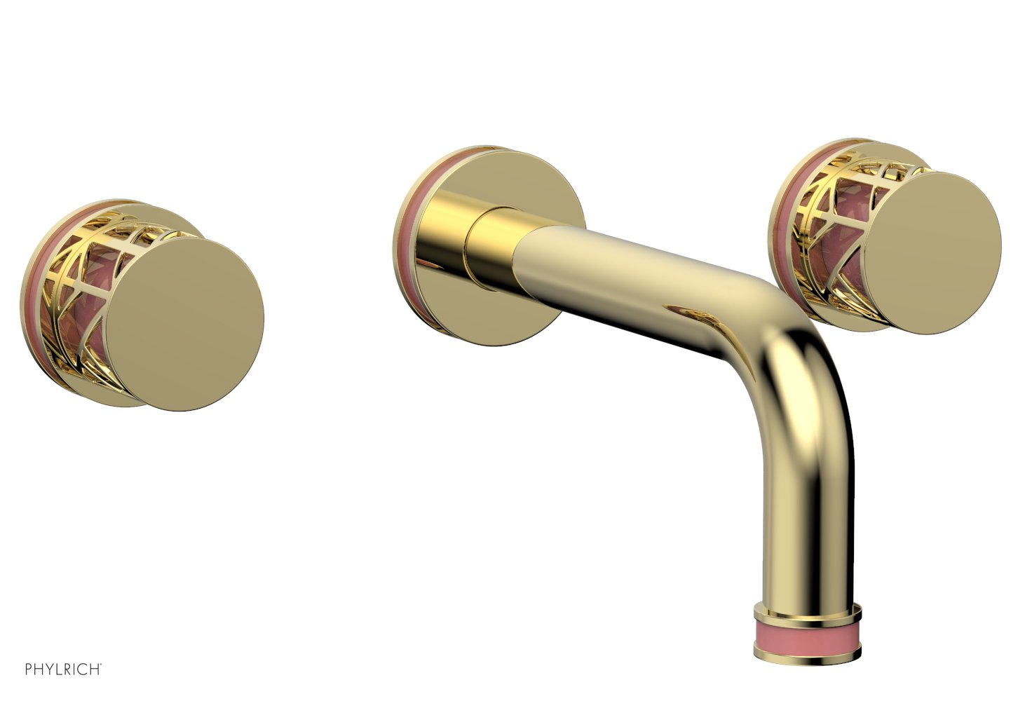 Phylrich JOLIE Wall Tub Set - Round Handles with "Pink" Accents