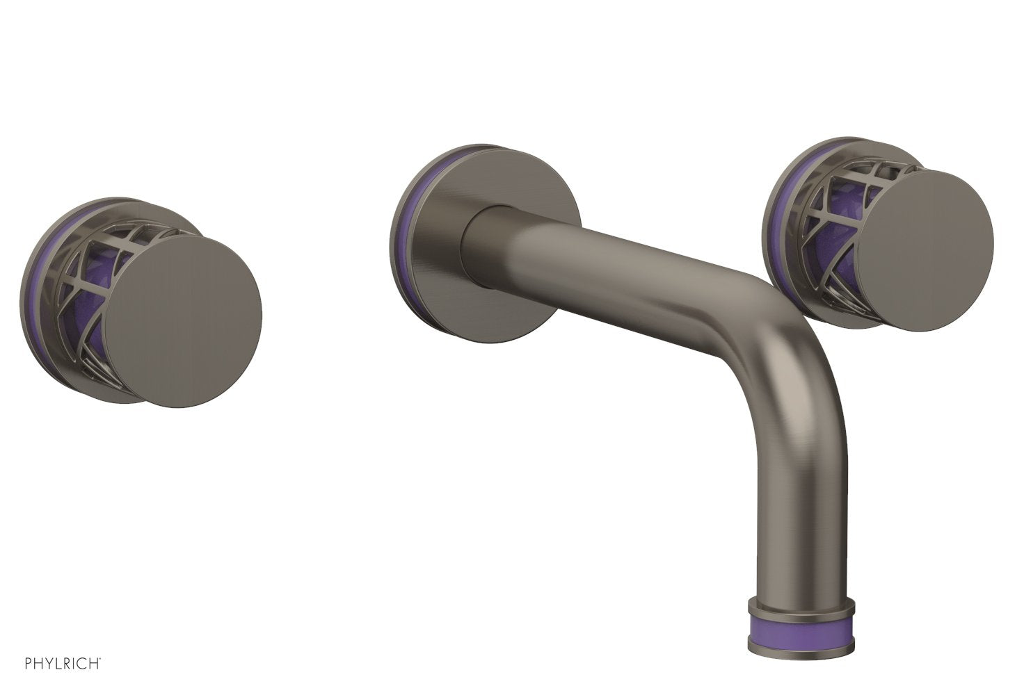 Phylrich JOLIE Wall Tub Set - Round Handles with "Purple" Accents