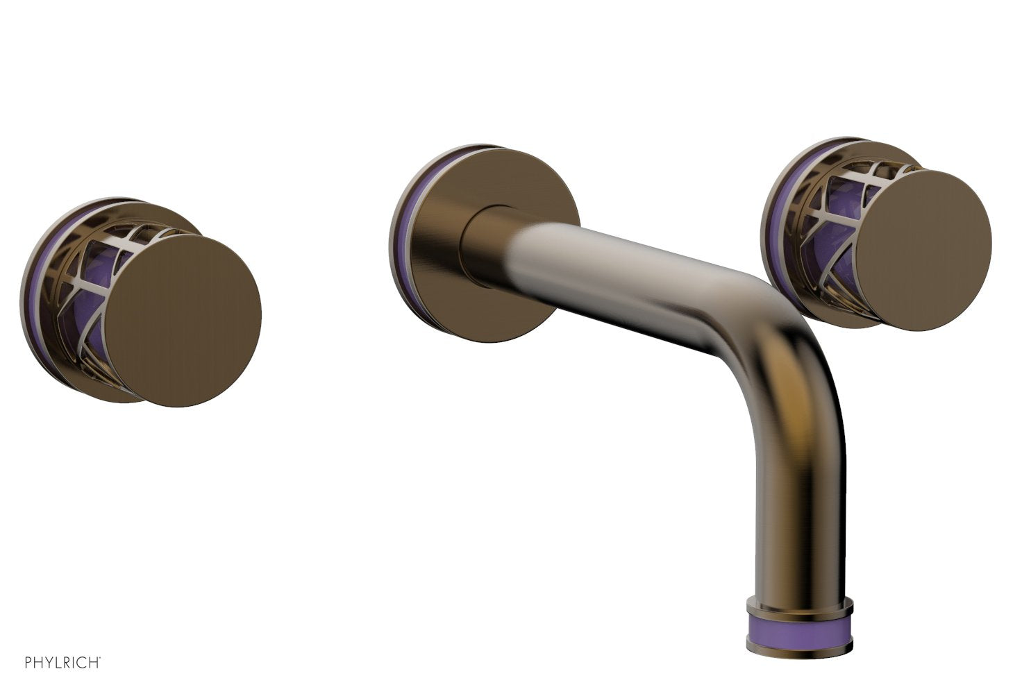 Phylrich JOLIE Wall Tub Set - Round Handles with "Purple" Accents