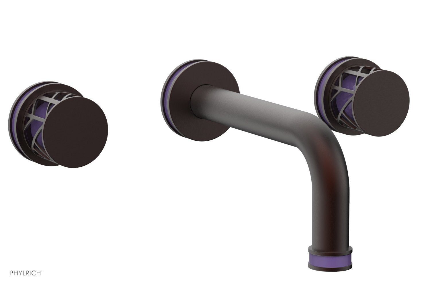 Phylrich JOLIE Wall Tub Set - Round Handles with "Purple" Accents