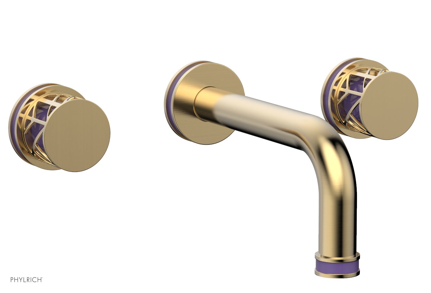 Phylrich JOLIE Wall Tub Set - Round Handles with "Purple" Accents