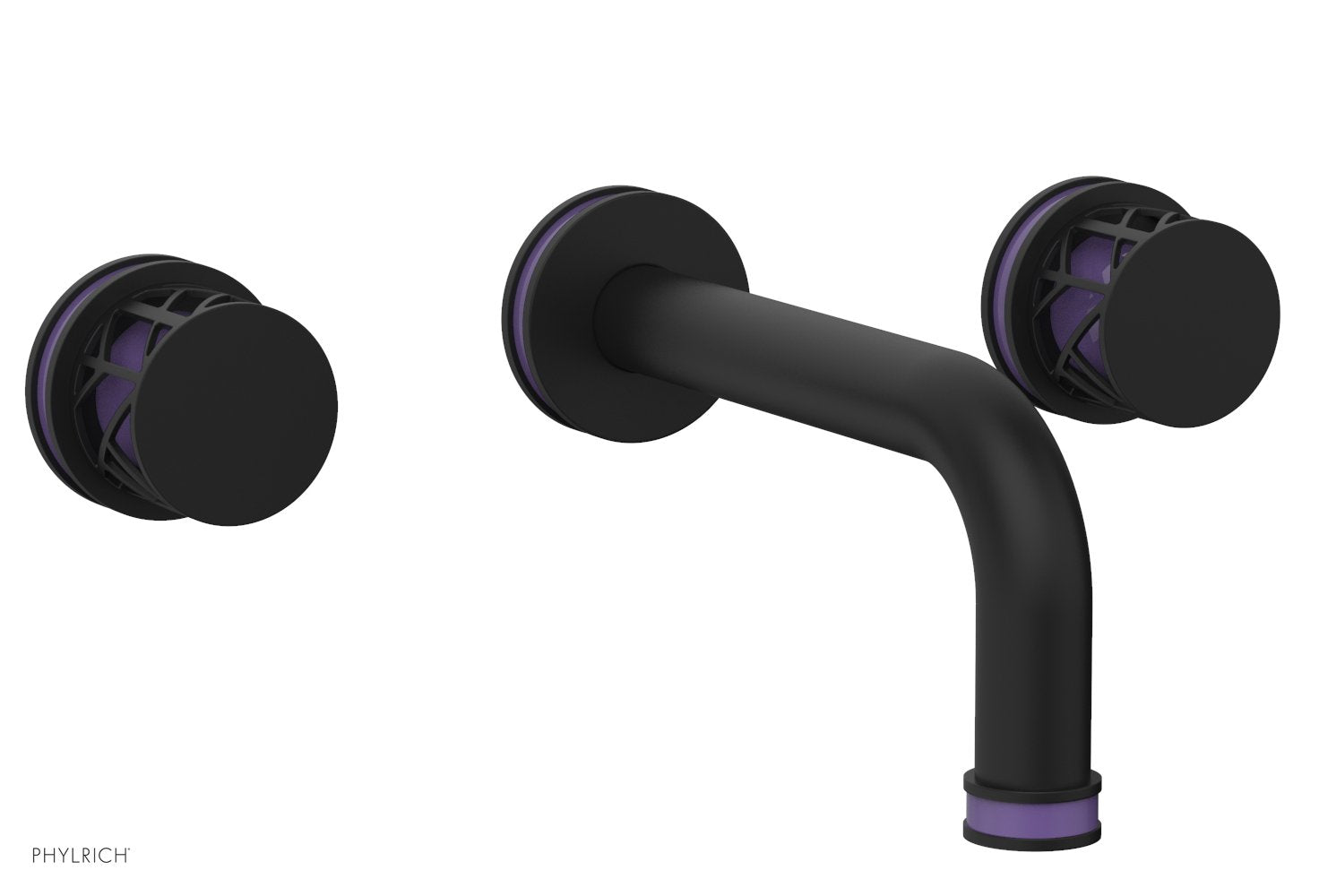 Phylrich JOLIE Wall Tub Set - Round Handles with "Purple" Accents