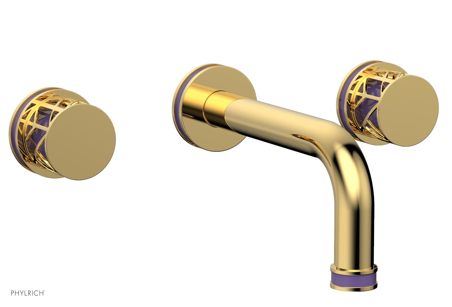 Phylrich JOLIE Wall Tub Set - Round Handles with "Purple" Accents