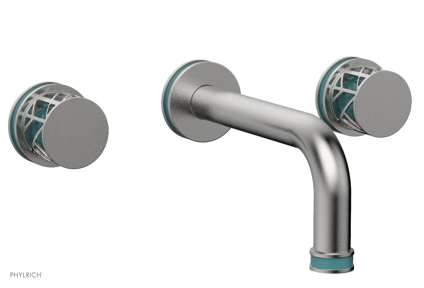 Phylrich JOLIE Wall Tub Set - Round Handles with "Turquoise" Accents