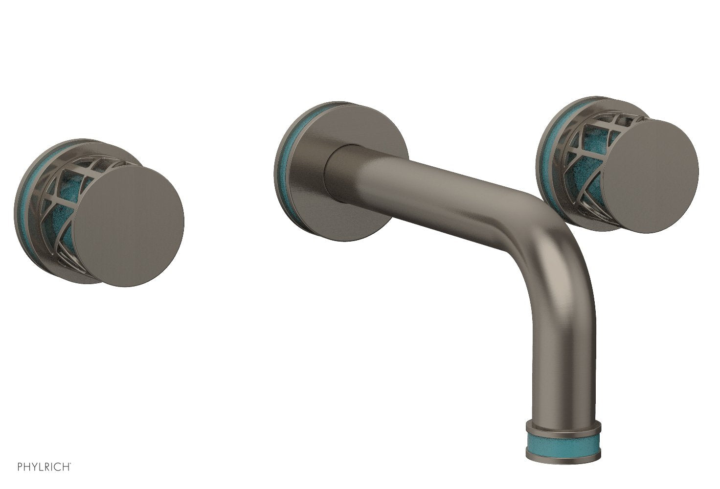 Phylrich JOLIE Wall Tub Set - Round Handles with "Turquoise" Accents