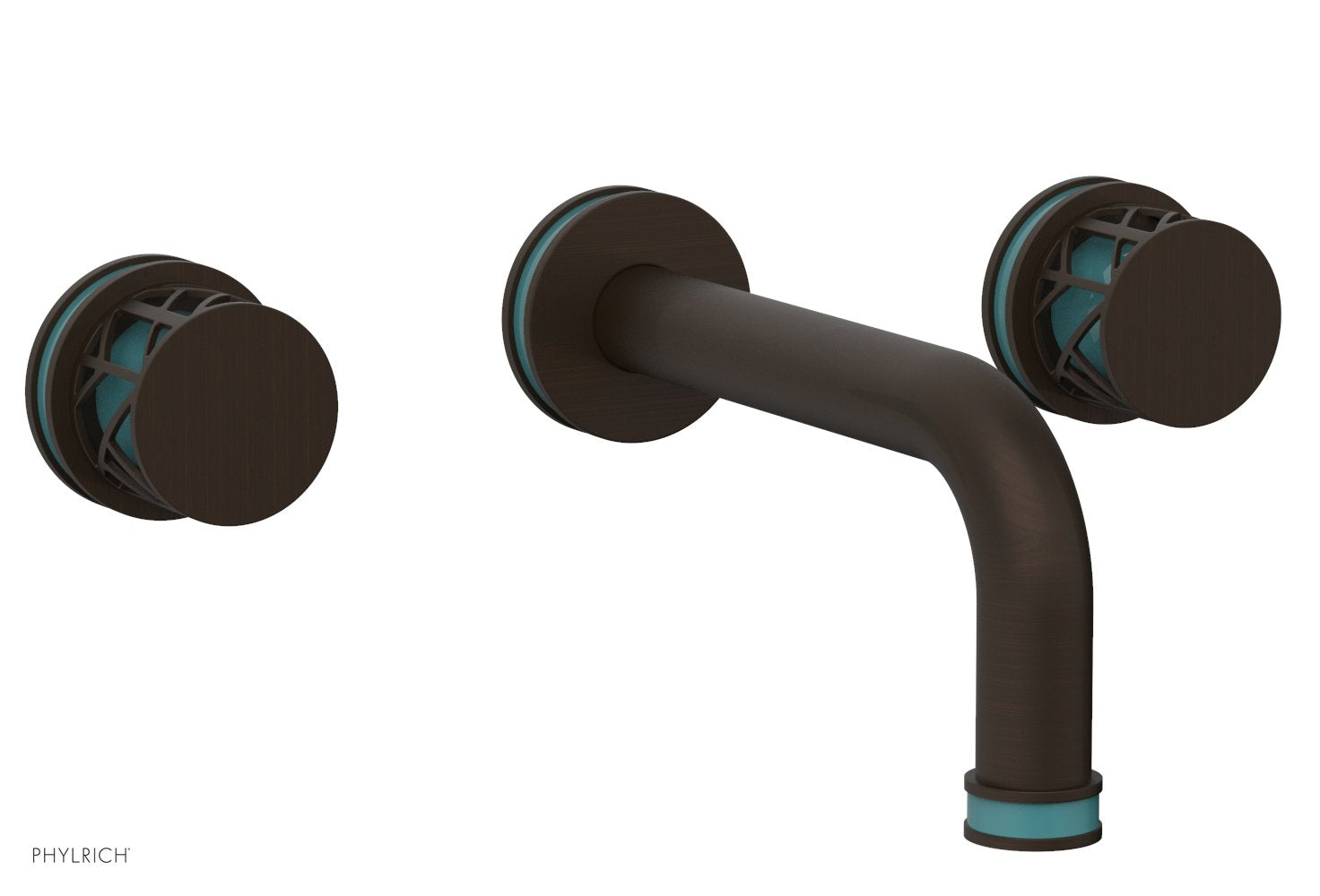 Phylrich JOLIE Wall Tub Set - Round Handles with "Turquoise" Accents