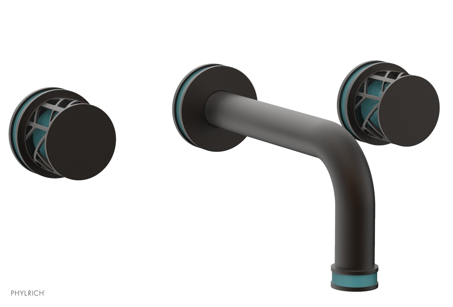 Phylrich JOLIE Wall Tub Set - Round Handles with "Turquoise" Accents