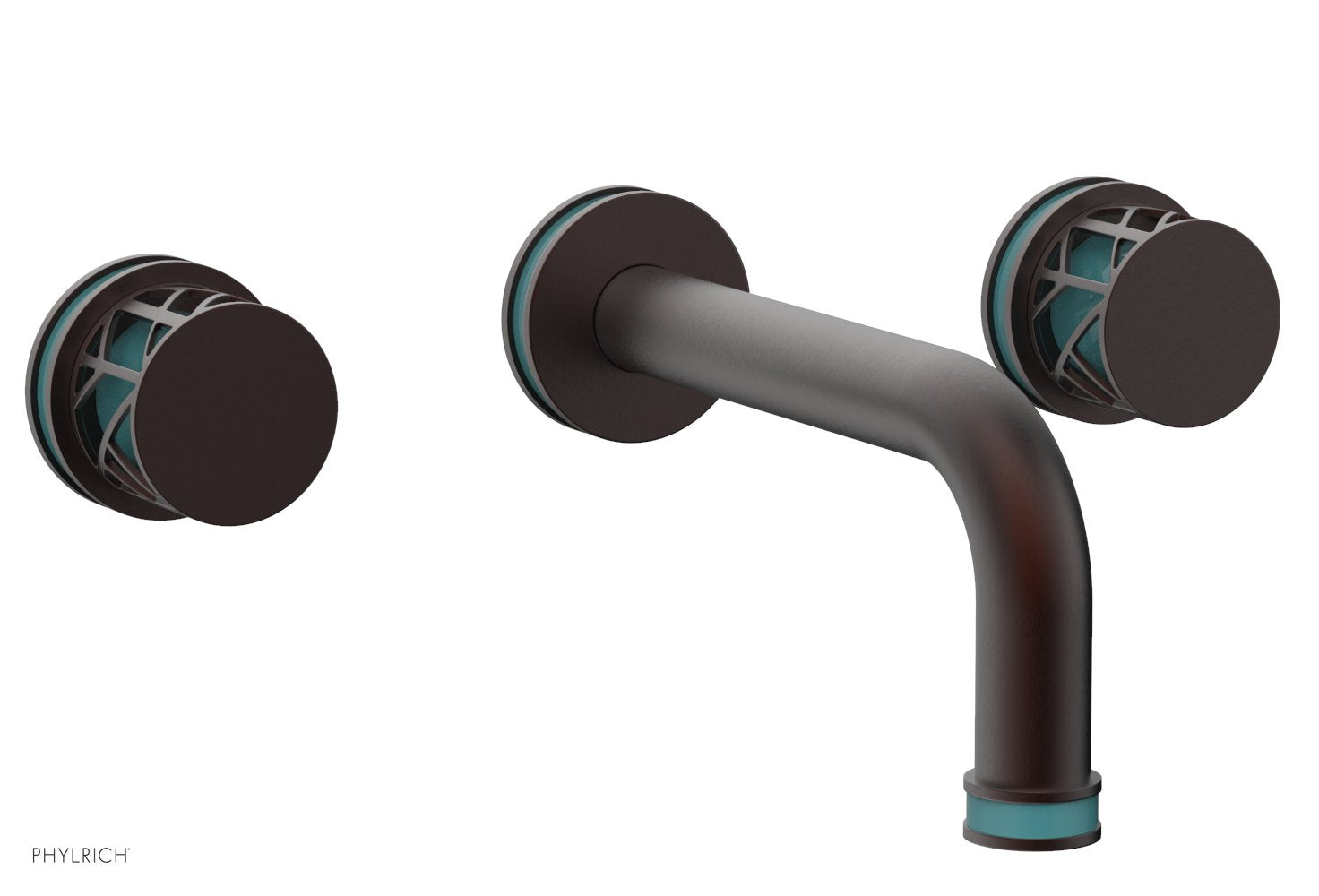 Phylrich JOLIE Wall Tub Set - Round Handles with "Turquoise" Accents