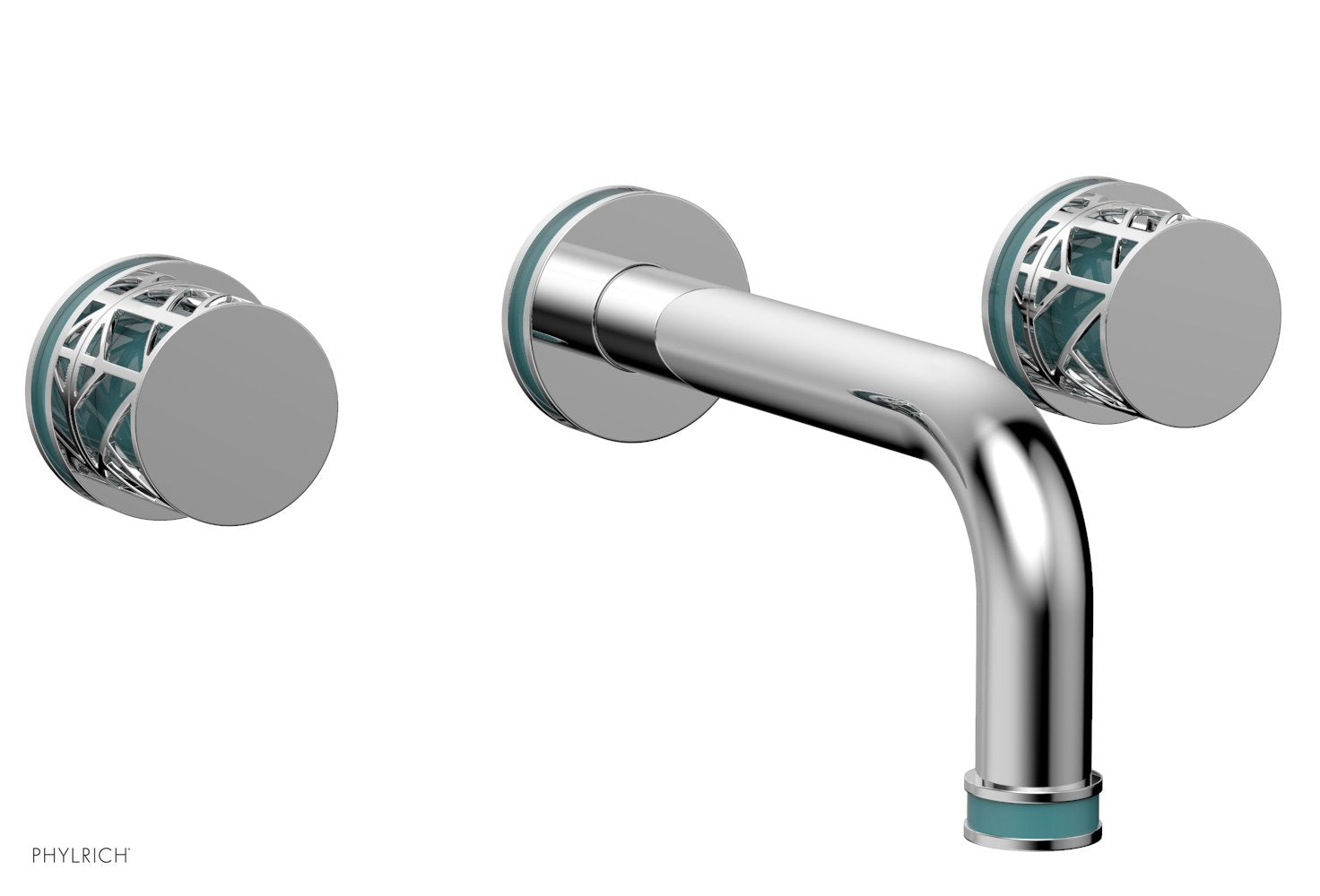 polished chrome wall tub set