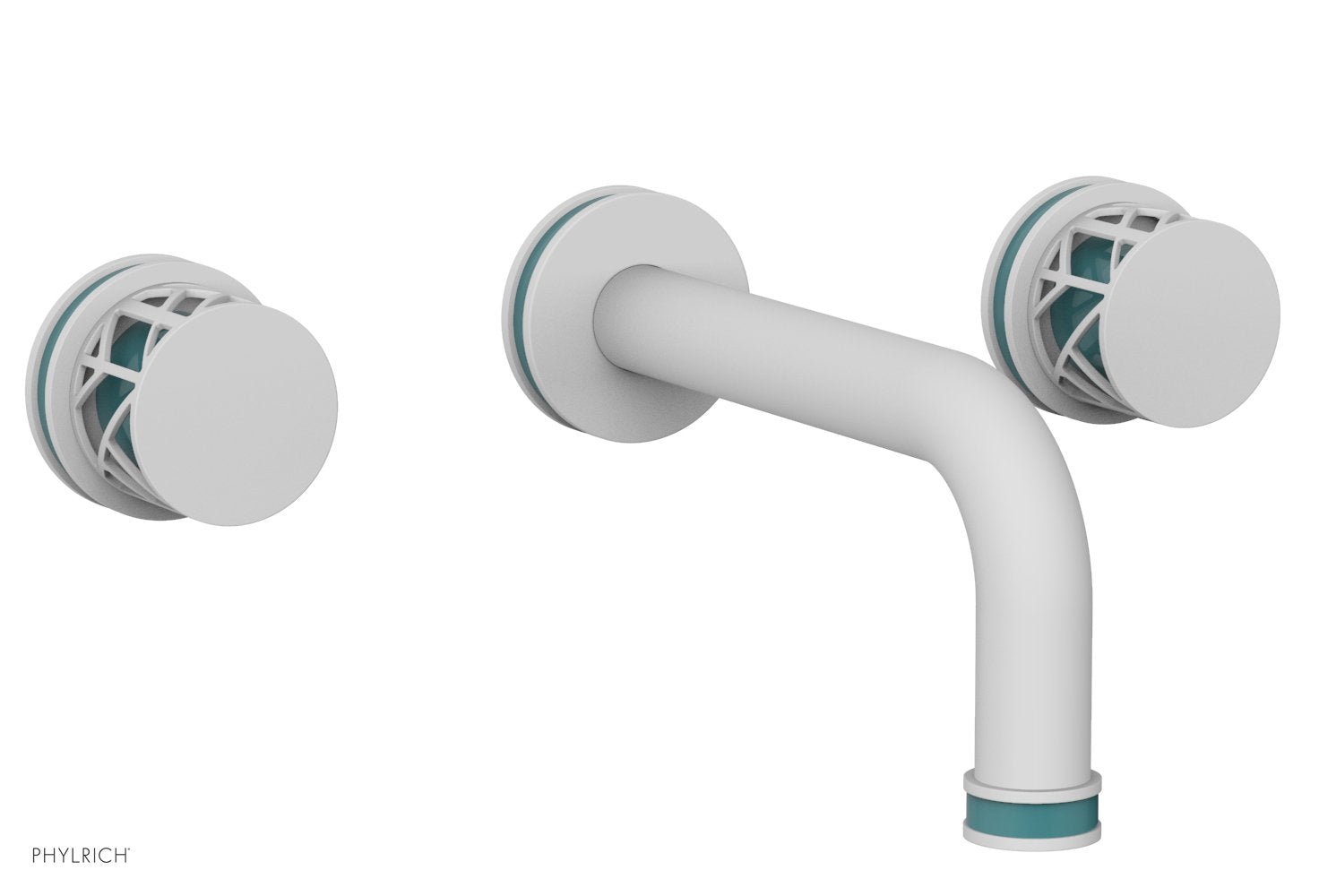 Phylrich JOLIE Wall Tub Set - Round Handles with "Turquoise" Accents