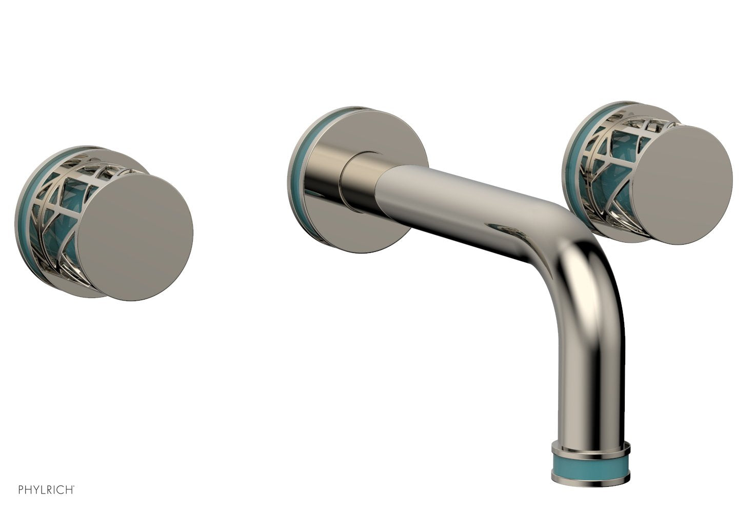 Phylrich JOLIE Wall Tub Set - Round Handles with "Turquoise" Accents