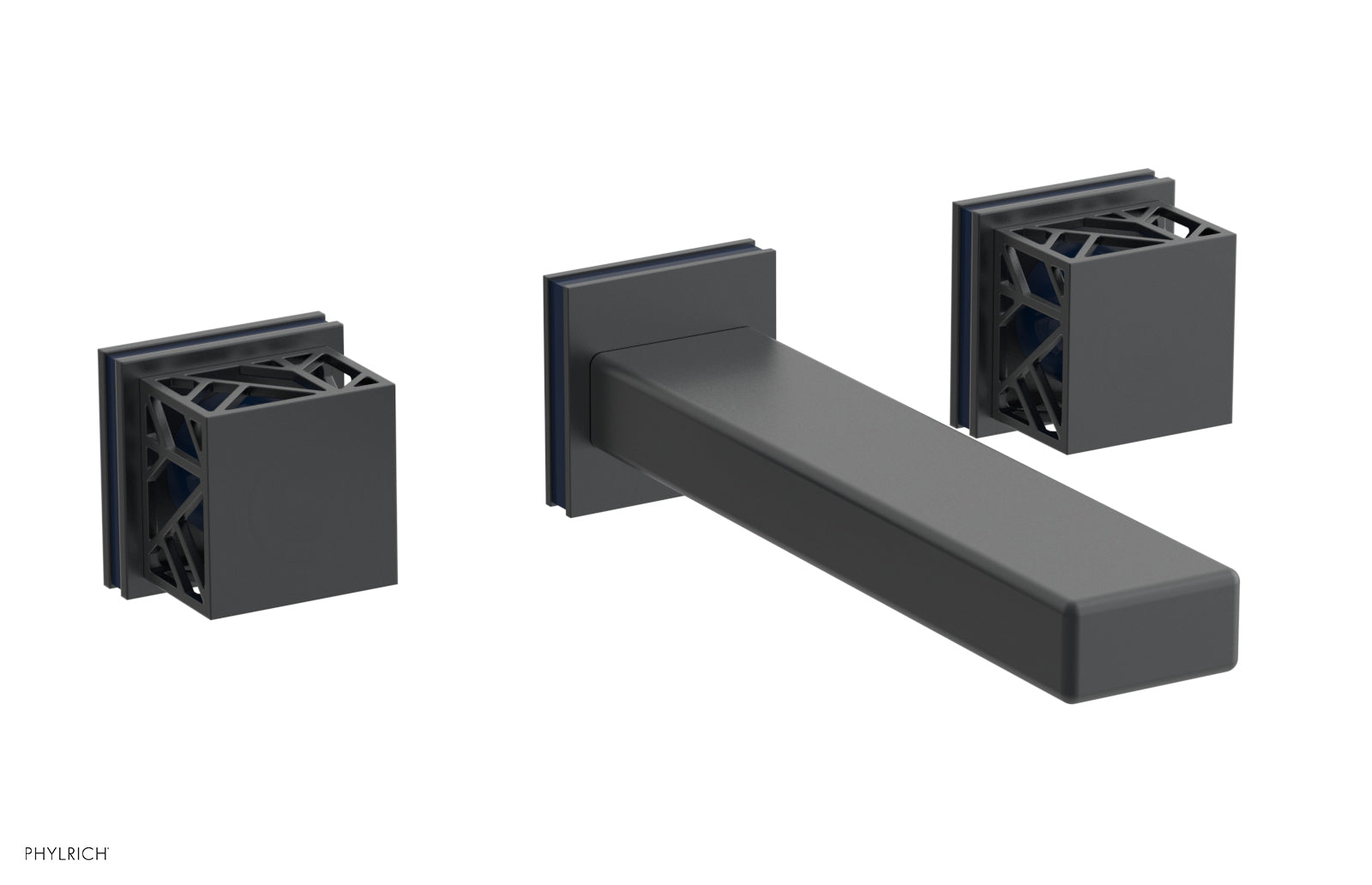 Phylrich JOLIE Wall Tub Set - Square Handles with "Navy Blue" Accents