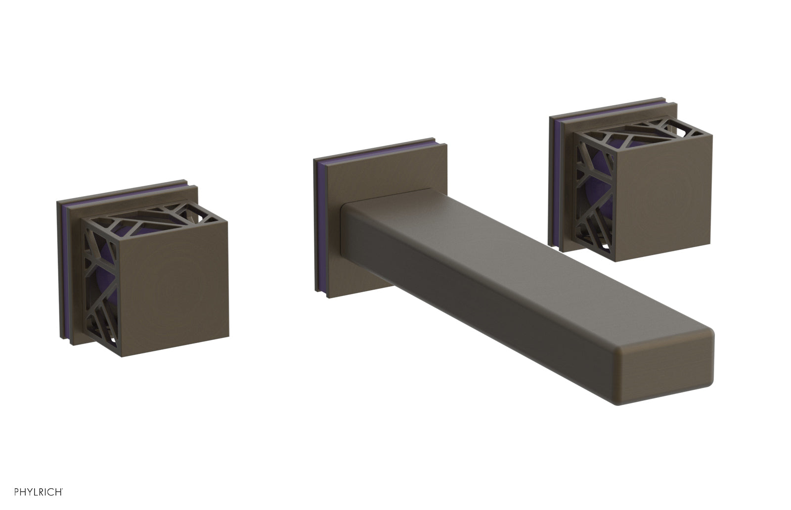 Phylrich JOLIE Wall Tub Set - Square Handles with "Purple" Accents