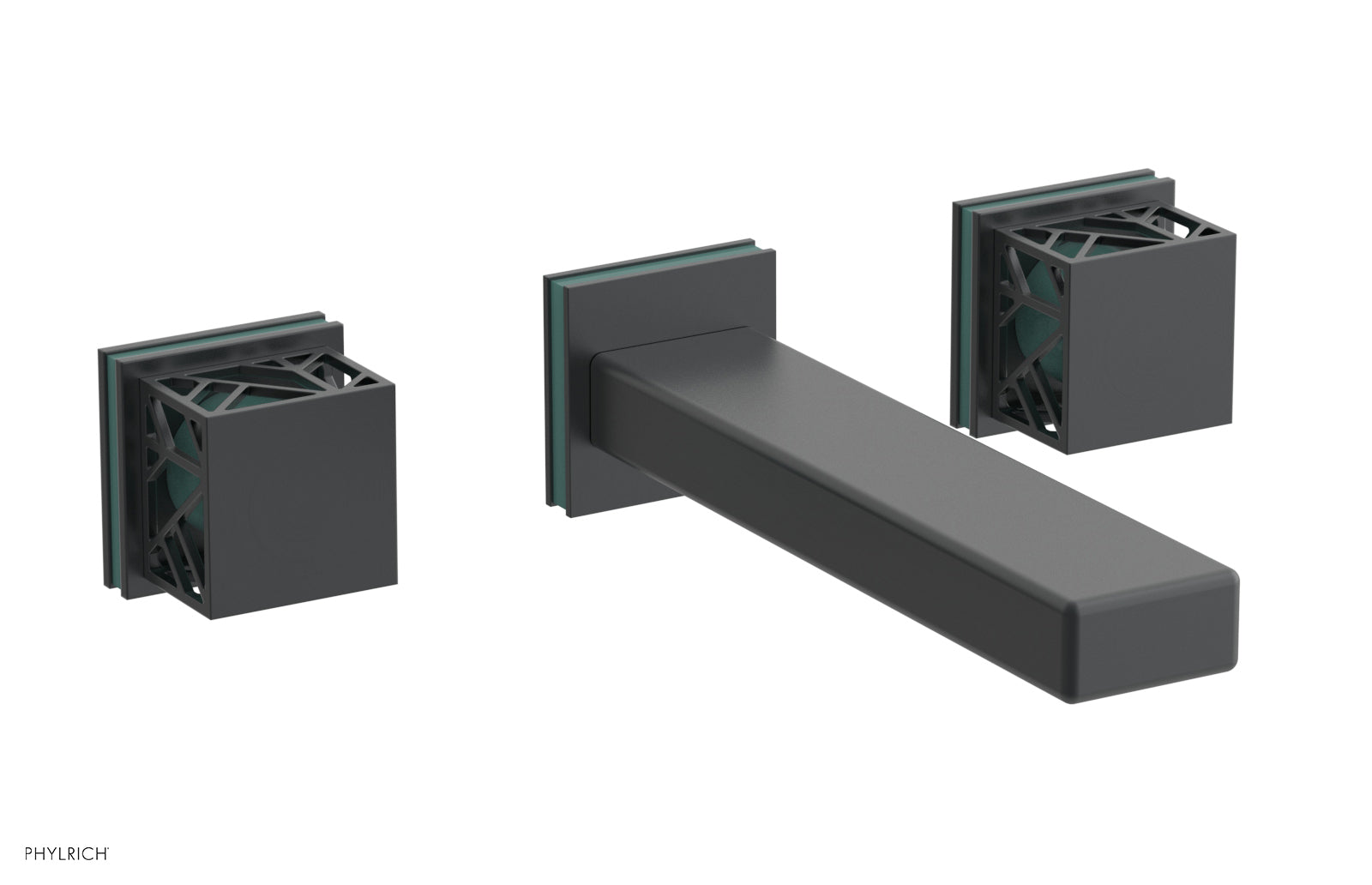 Phylrich JOLIE Wall Tub Set - Square Handles with "Turquoise" Accents