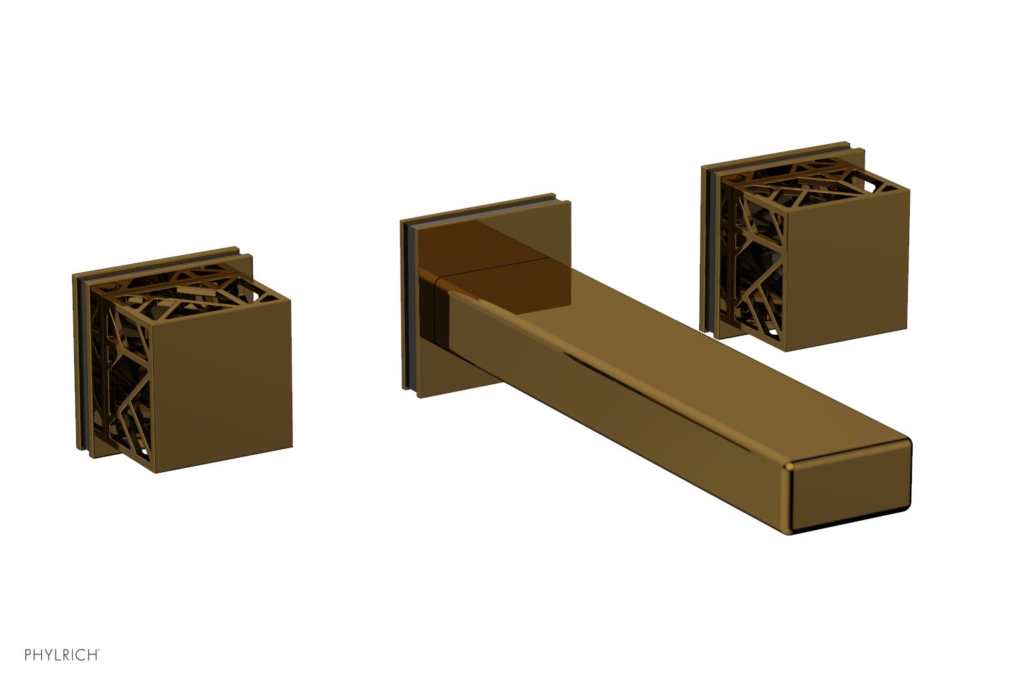 Phylrich JOLIE Wall Tub Set - Square Handles with "Black" Accents